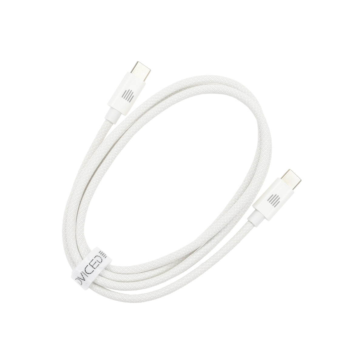 Cablu de date Dviced USB-C la USB-C Nylon Textile 1.25m, Alb - iSTYLE RO