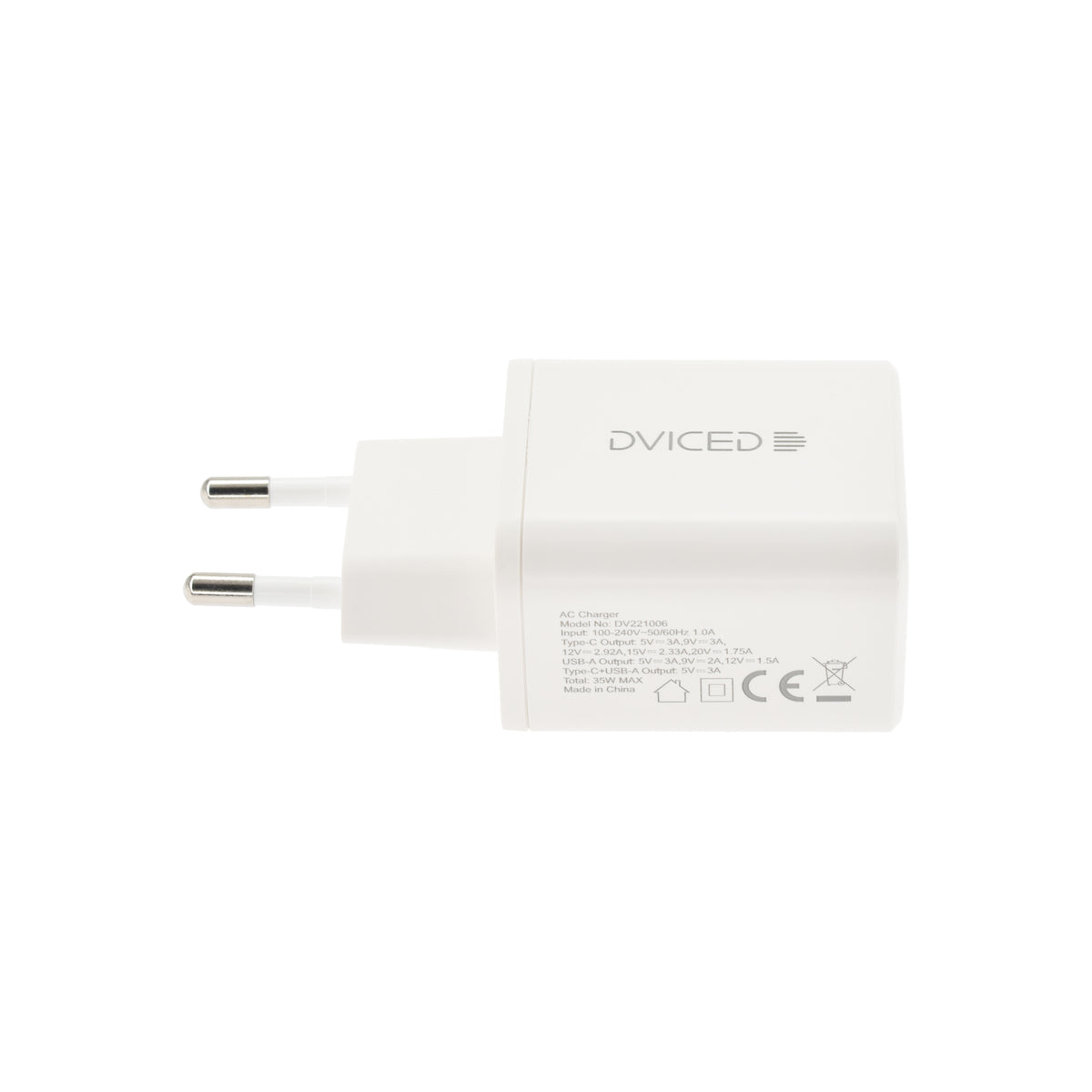 Adaptor priza Dviced Wall charger 35W GaN 1 USB-A, 1 USB-C EU - Alb - iSTYLE RO