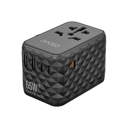 Adaptor incarcator universal priza de calatorie Dviced 65W GaN - Negru - iSTYLE RO
