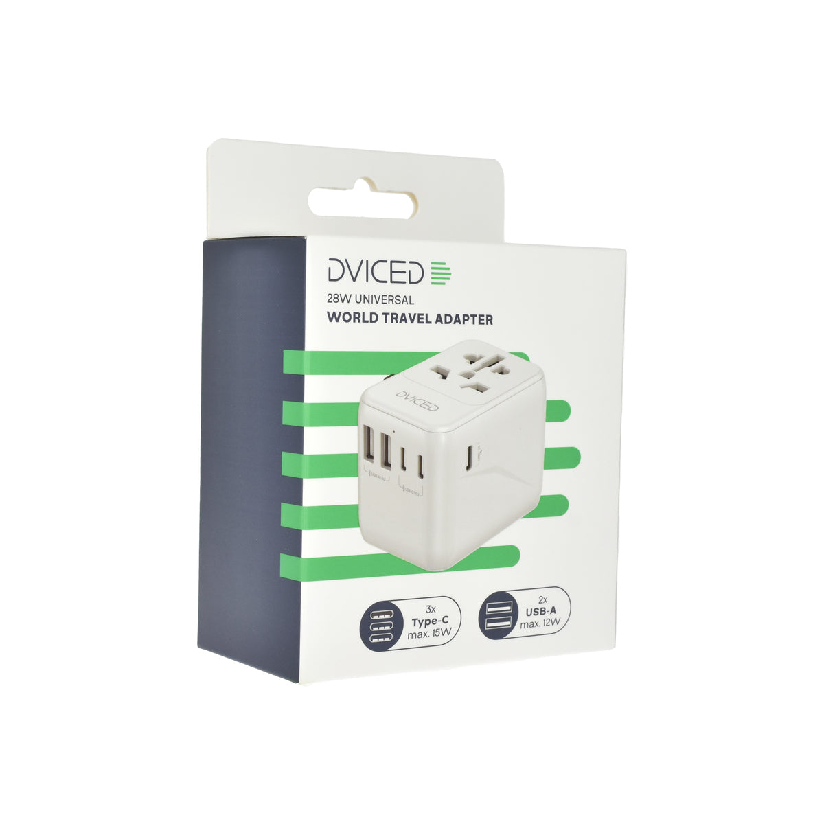 Adaptor incarcator universal priza de calatorie Dviced 28W, Alb - iSTYLE RO