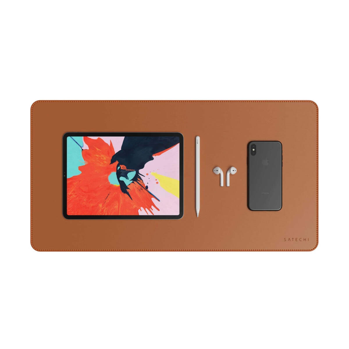Mousepad Satechi DeskMate, Piele ecologica, Maro - iSTYLE RO