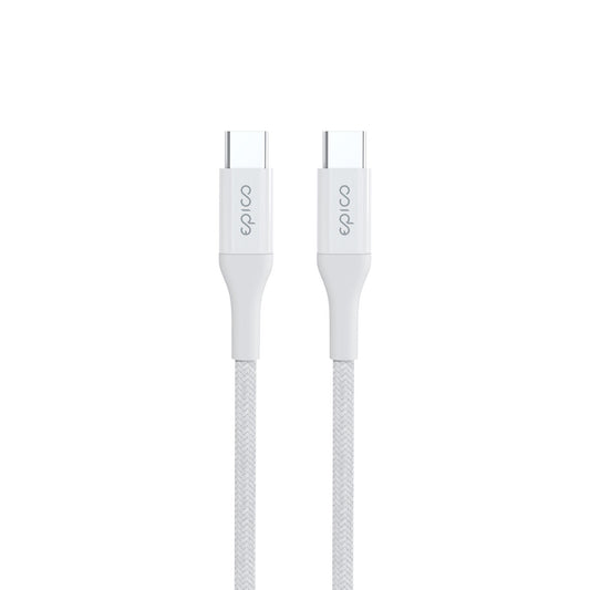 Cablu de date EPICO USB-C la USB-C, Textil, 0.3m, Alb - iSTYLE RO