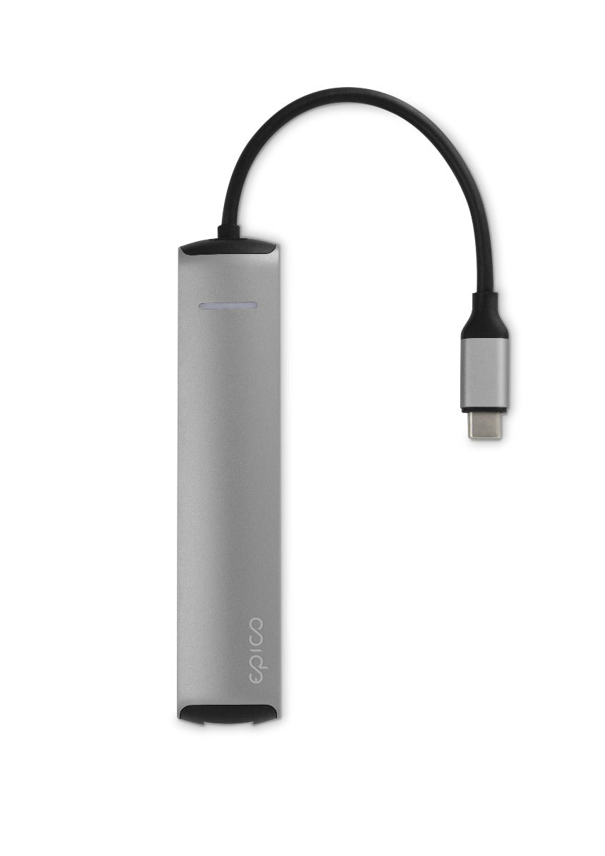 Hub Epico USB Type-C, Argintiu - iSTYLE RO