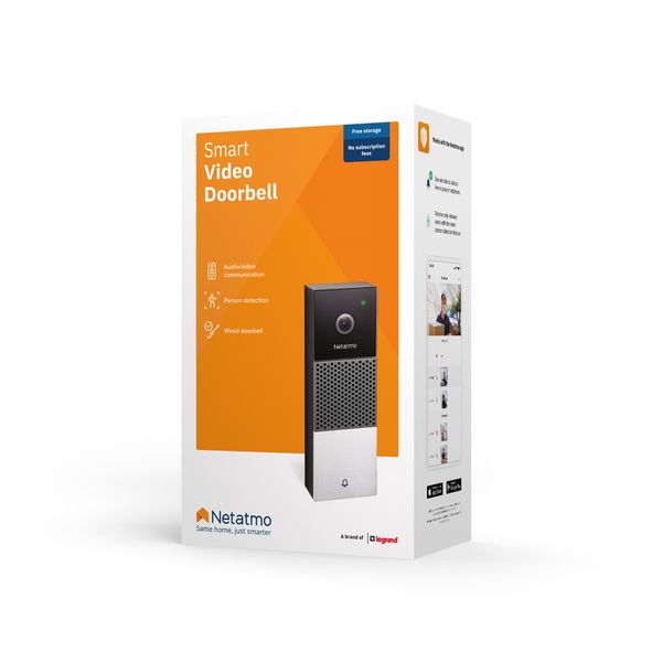 Sonerie usa Netatmo Smart Video Doorbell, Full HD, Weatherproof, LED infrarosu, WiFi, Negru/Argintiu - iSTYLE RO