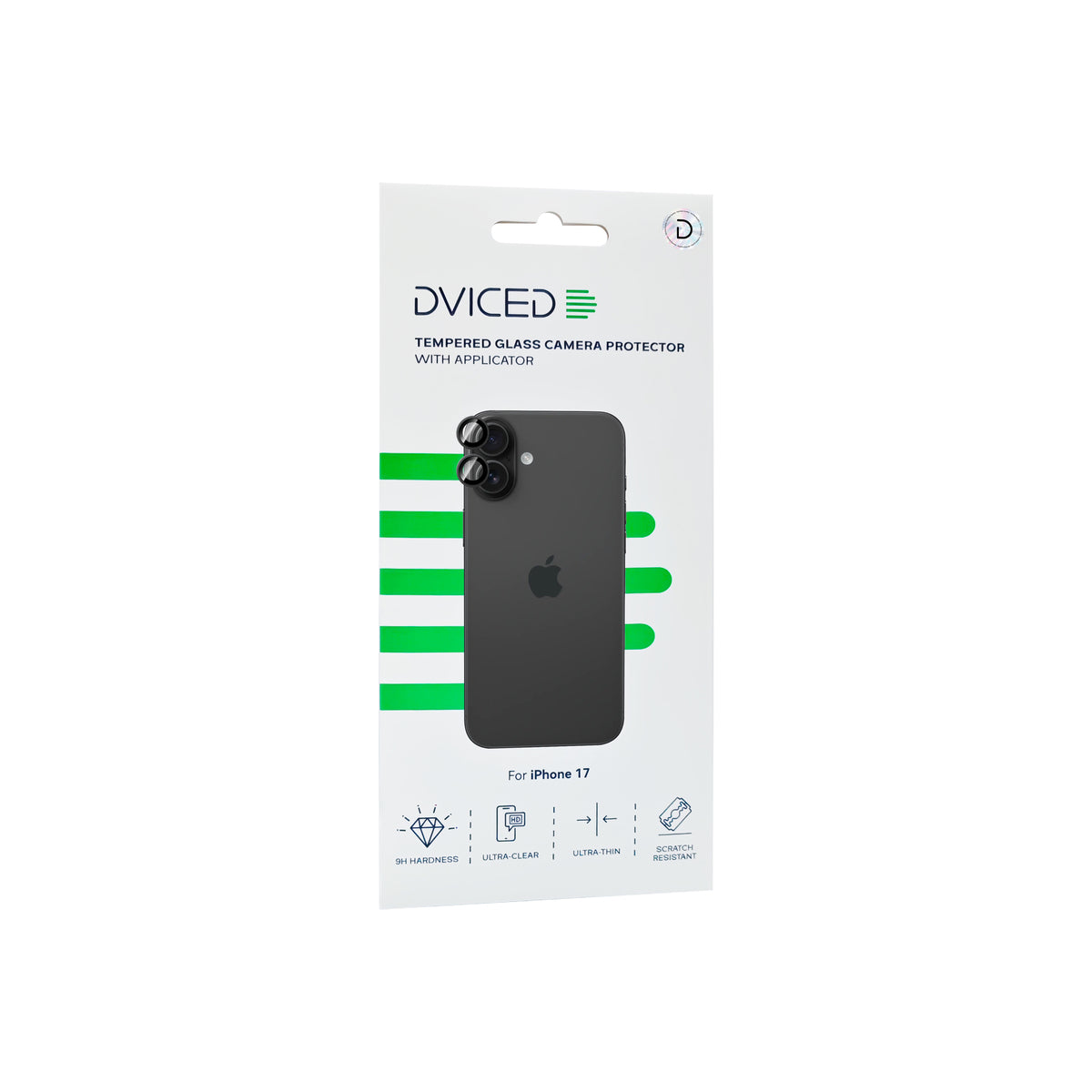 Folie de protectie DVICED din sticlă securizată pentru camera iPhone 17, cu aplicator