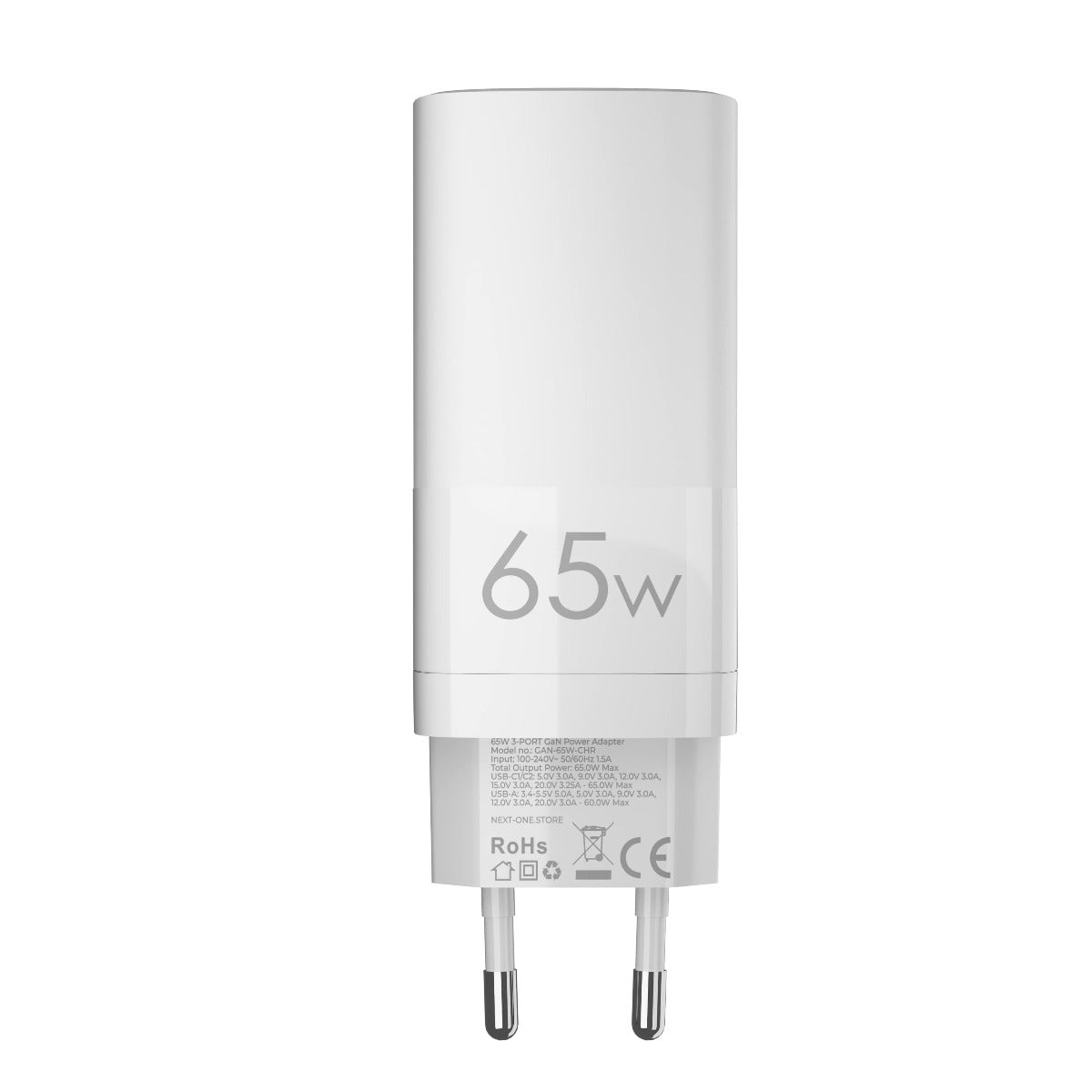 Adaptor priza NEXT ONE fast charging cu trei porturi (2x USB-C, 1x USB-A), 65W GaN Charger - iSTYLE RO