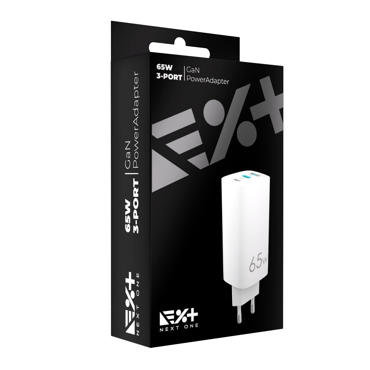 Adaptor priza NEXT ONE fast charging cu trei porturi (2x USB-C, 1x USB-A), 65W GaN Charger - iSTYLE RO