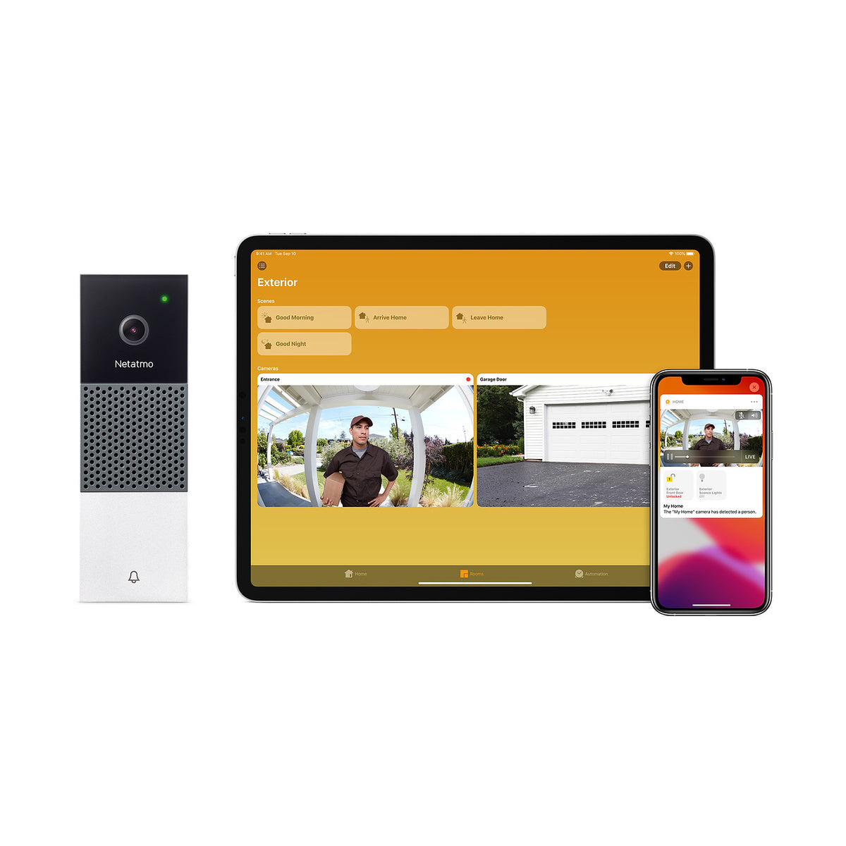 Sonerie usa Netatmo Smart Video Doorbell, Full HD, Weatherproof, LED infrarosu, WiFi, Negru/Argintiu - iSTYLE RO