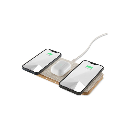 Statie de incarcare Woodcessories MultiPad Wireless 3in1, Oak/Fabric - iSTYLE RO