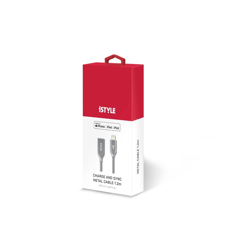 Cablu de date iSTYLE Lightning - USB-A, 1.2m, Argintiu - iSTYLE RO