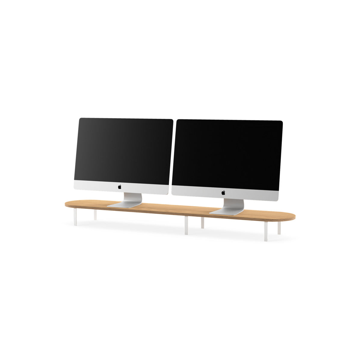 Stand dublu Woodcessories pentru monitor Oak/White - iSTYLE RO
