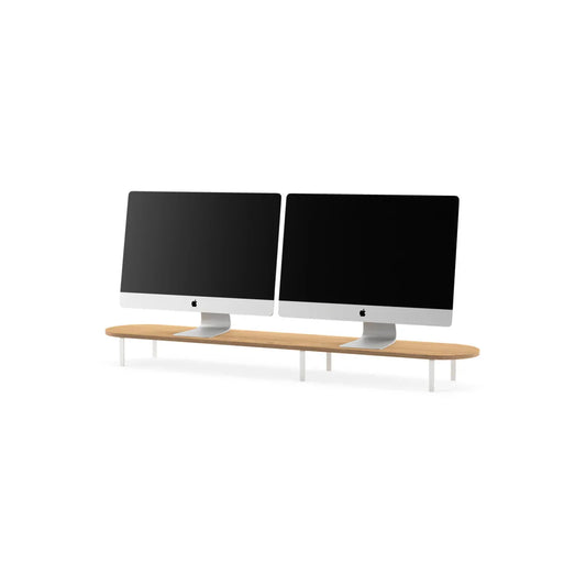 Stand dublu Woodcessories pentru monitor Oak/White - iSTYLE RO