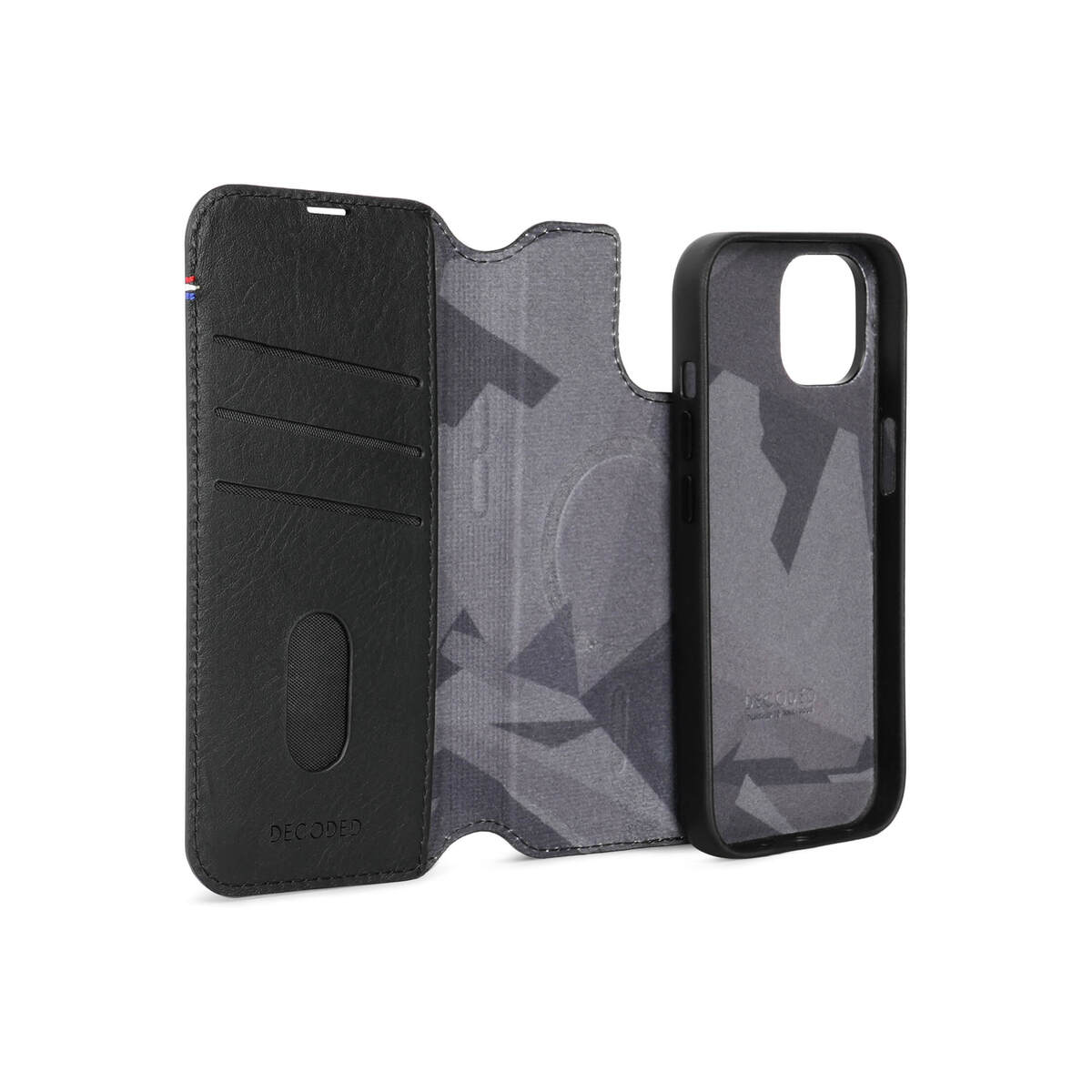 Husa de protectie Decoded cu portofel detasabil iPhone 15, Piele, Negru - iSTYLE RO