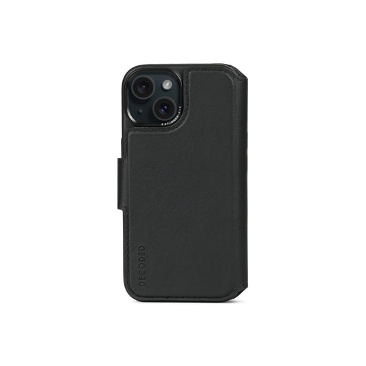 Husa de protectie Decoded cu portofel detasabil iPhone 15, Piele, Negru - iSTYLE RO