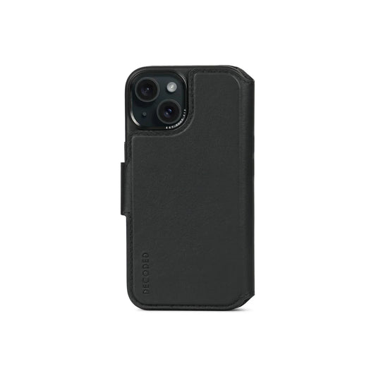 Husa de protectie Decoded cu portofel detasabil iPhone 15, Piele, Negru - iSTYLE RO