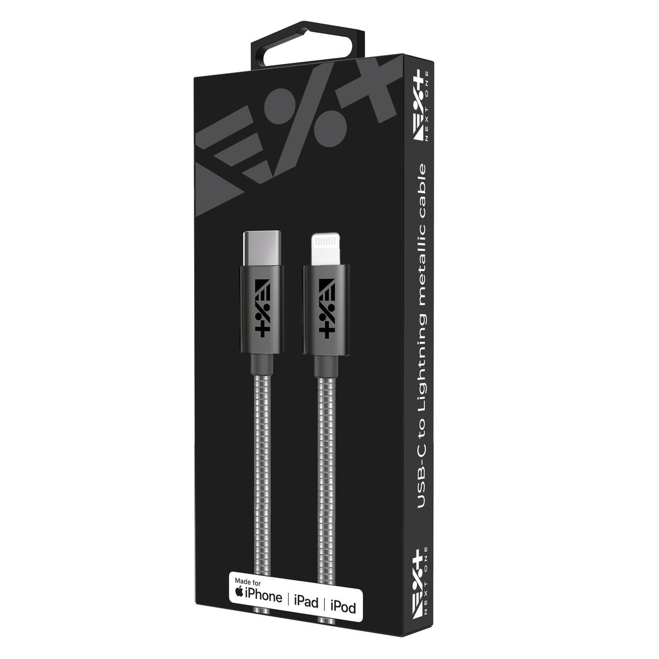 Cablu de date NEXT ONE tip USB-A - Lightning, Metalic, Space Grey - iSTYLE RO