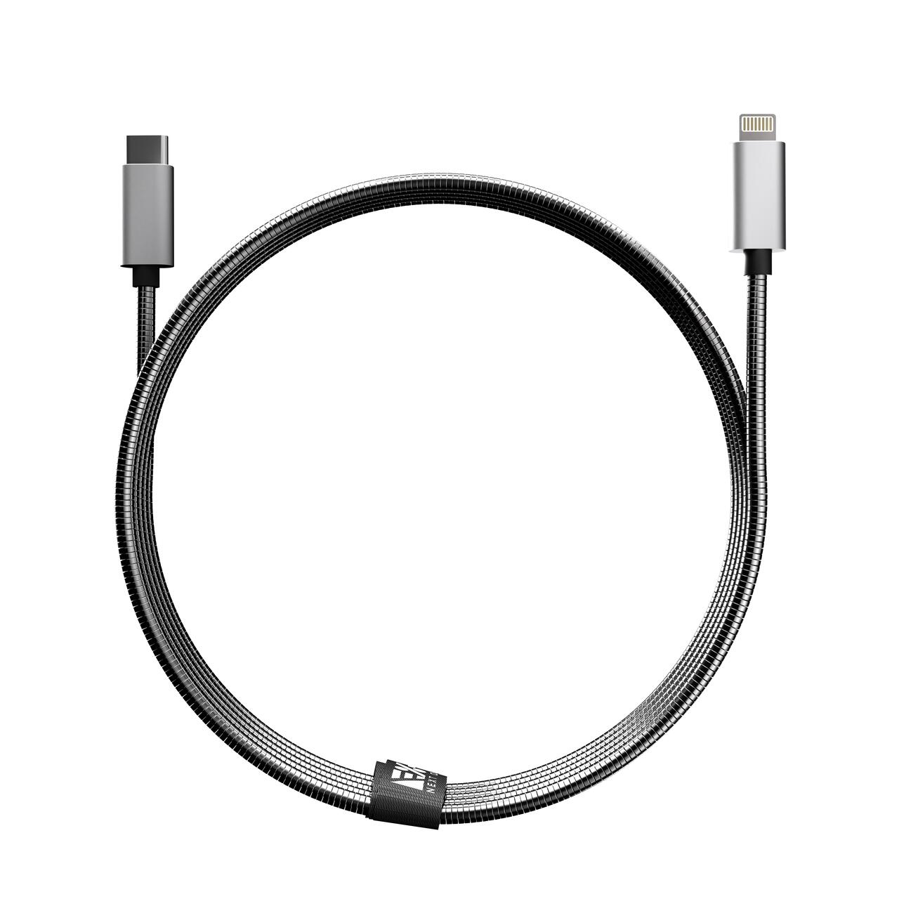 Cablu de date NEXT ONE USB-C - Lightning, Metalic, Silver (1,2m) - iSTYLE RO