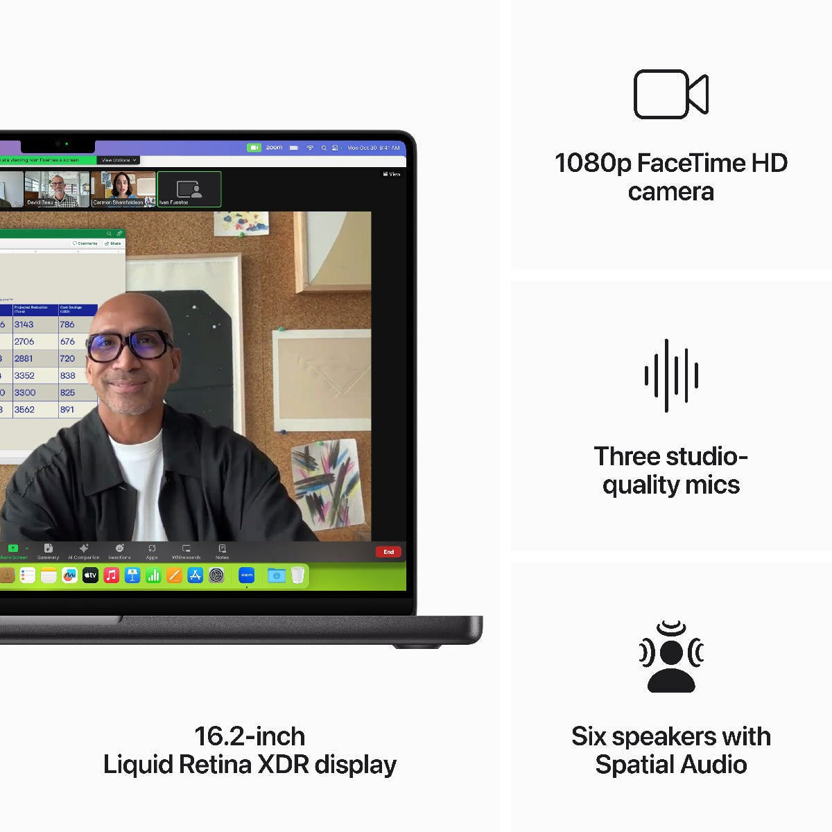 MacBook Pro 16", procesor Apple M3 Max, 14 nuclee CPU si 30 nuclee GPU, 1TB SSD, Space Black