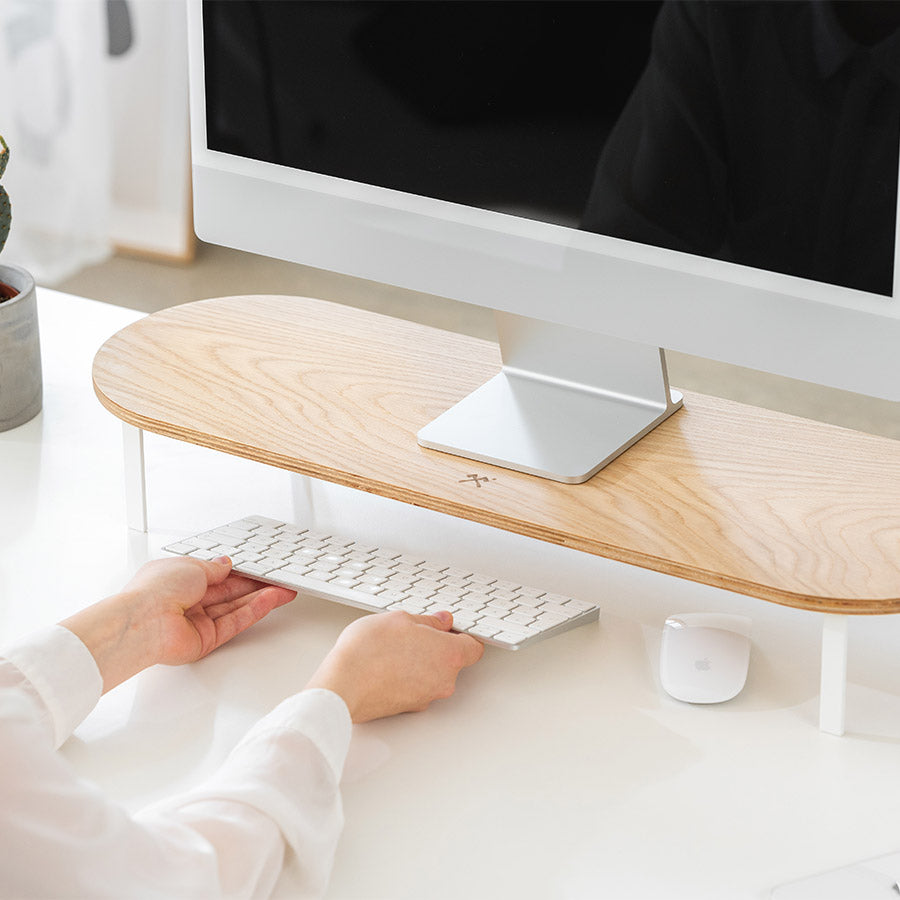 Stand Woodcessories pentru monitor Oak/White - iSTYLE RO