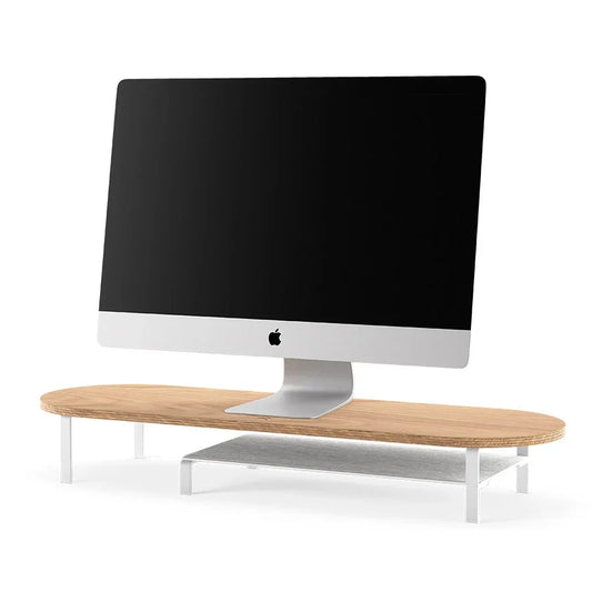 Stand cu raft Woodcessories pentru monitor Oak/White - iSTYLE RO
