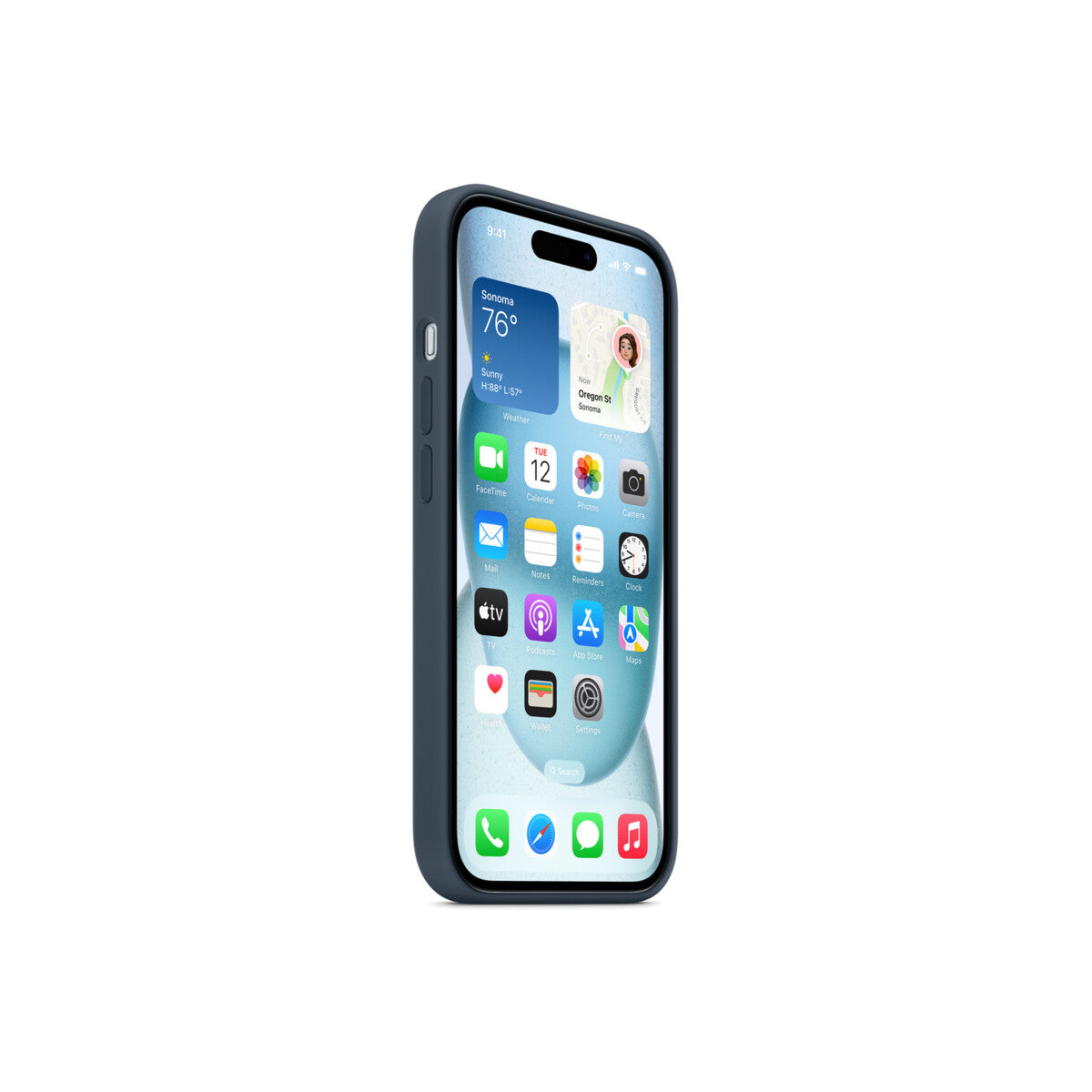 Husa de protectie Apple cu MagSafe pentru iPhone 15, Silicon, Storm Blue - iSTYLE RO