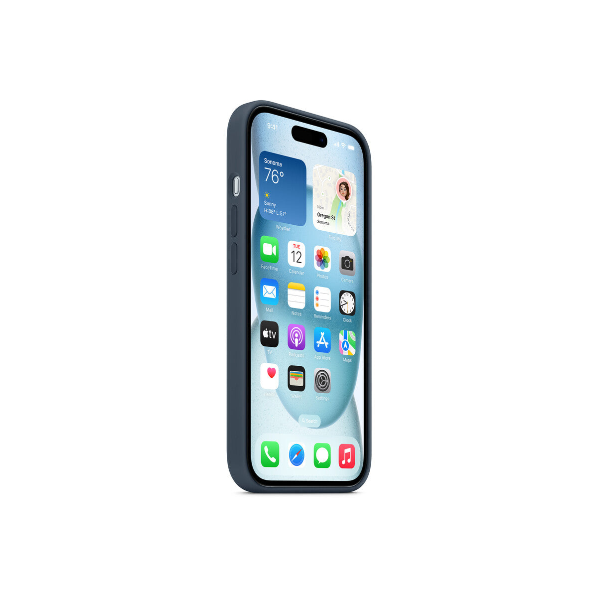 Husa de protectie Apple cu MagSafe pentru iPhone 15, Silicon, Storm Blue - iSTYLE RO