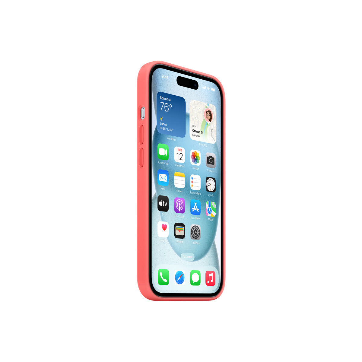 Husa de protectie Apple cu MagSafe pentru iPhone 15, Silicon, Guava - iSTYLE RO