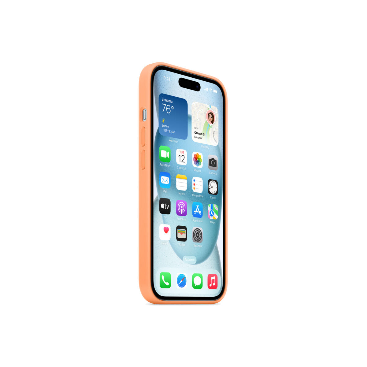 Husa de protectie Apple cu MagSafe pentru iPhone 15, Silicon, Orange Sorbet - iSTYLE RO
