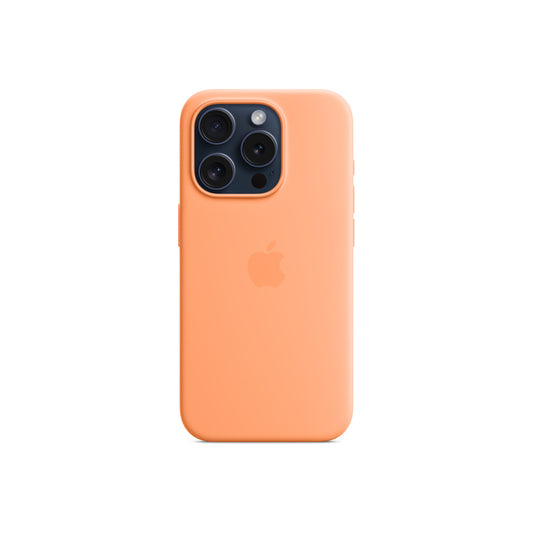 Husa de protectie Apple cu MagSafe pentru iPhone 15 Pro, Silicon, Orange Sorbet - iSTYLE RO