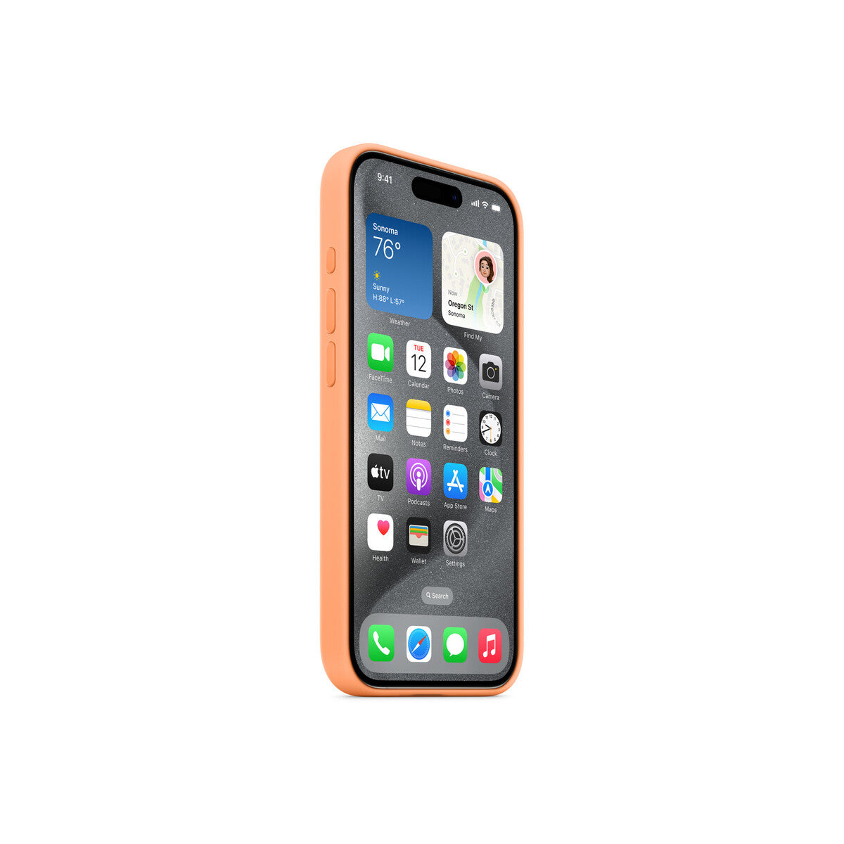 Husa de protectie Apple cu MagSafe pentru iPhone 15 Pro, Silicon, Orange Sorbet - iSTYLE RO