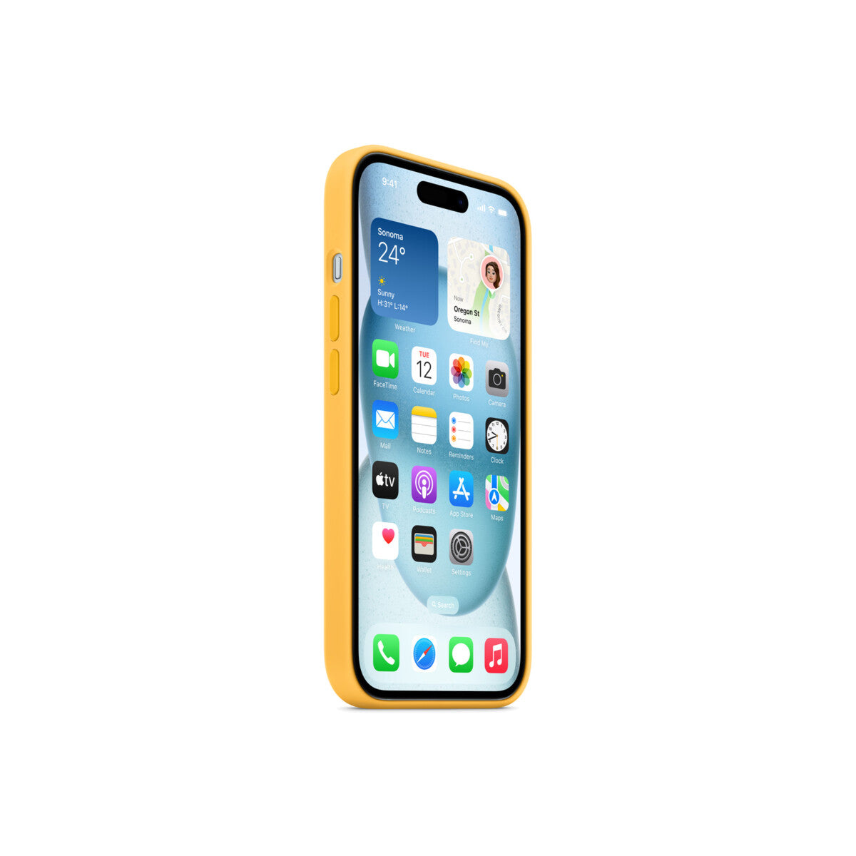 Husa de protectie Apple cu MagSafe pentru iPhone 15, Silicon, Sunshine - iSTYLE RO