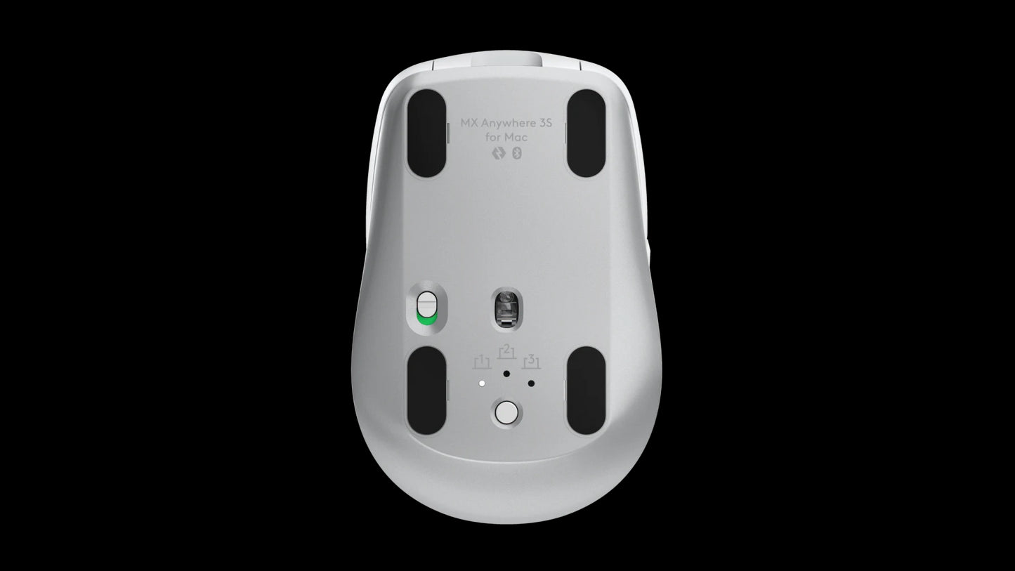 Mouse wireless Logitech MX Anywhere 3S for Mac, Bluetooth, Scroll MagSpeed, Multidevice, USB-C, Gri Pal - iSTYLE RO