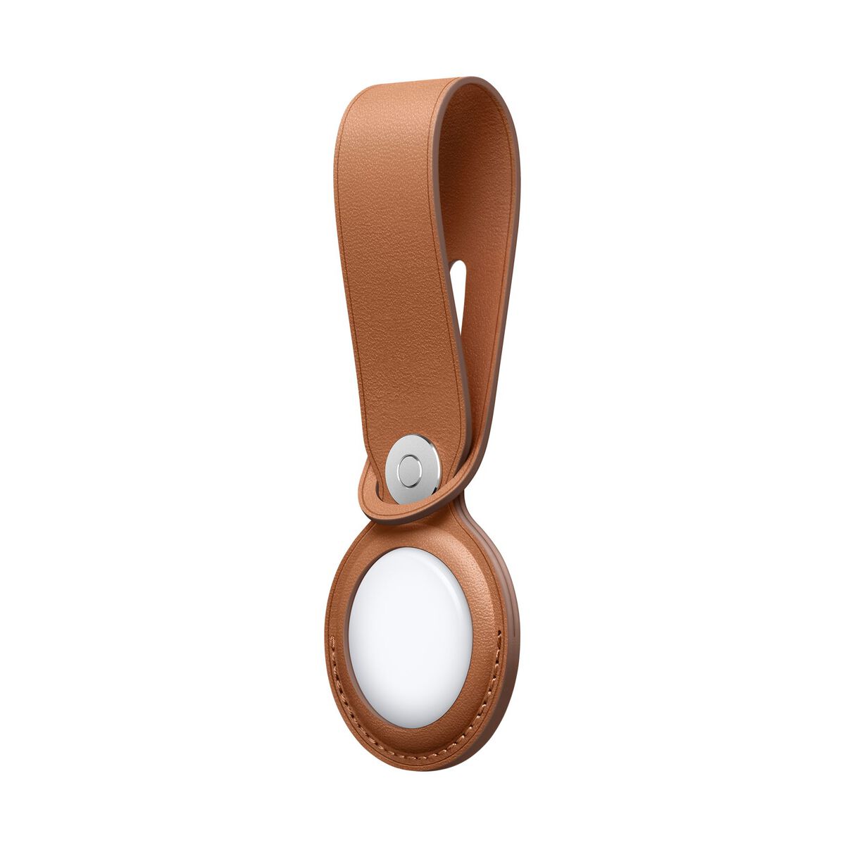 Breloc Apple pentru AirTag Loop Piele, Saddle Brown - iSTYLE RO