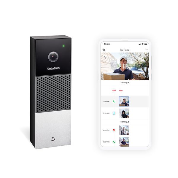 Sonerie usa Netatmo Smart Video Doorbell, Full HD, Weatherproof, LED infrarosu, WiFi, Negru/Argintiu - iSTYLE RO