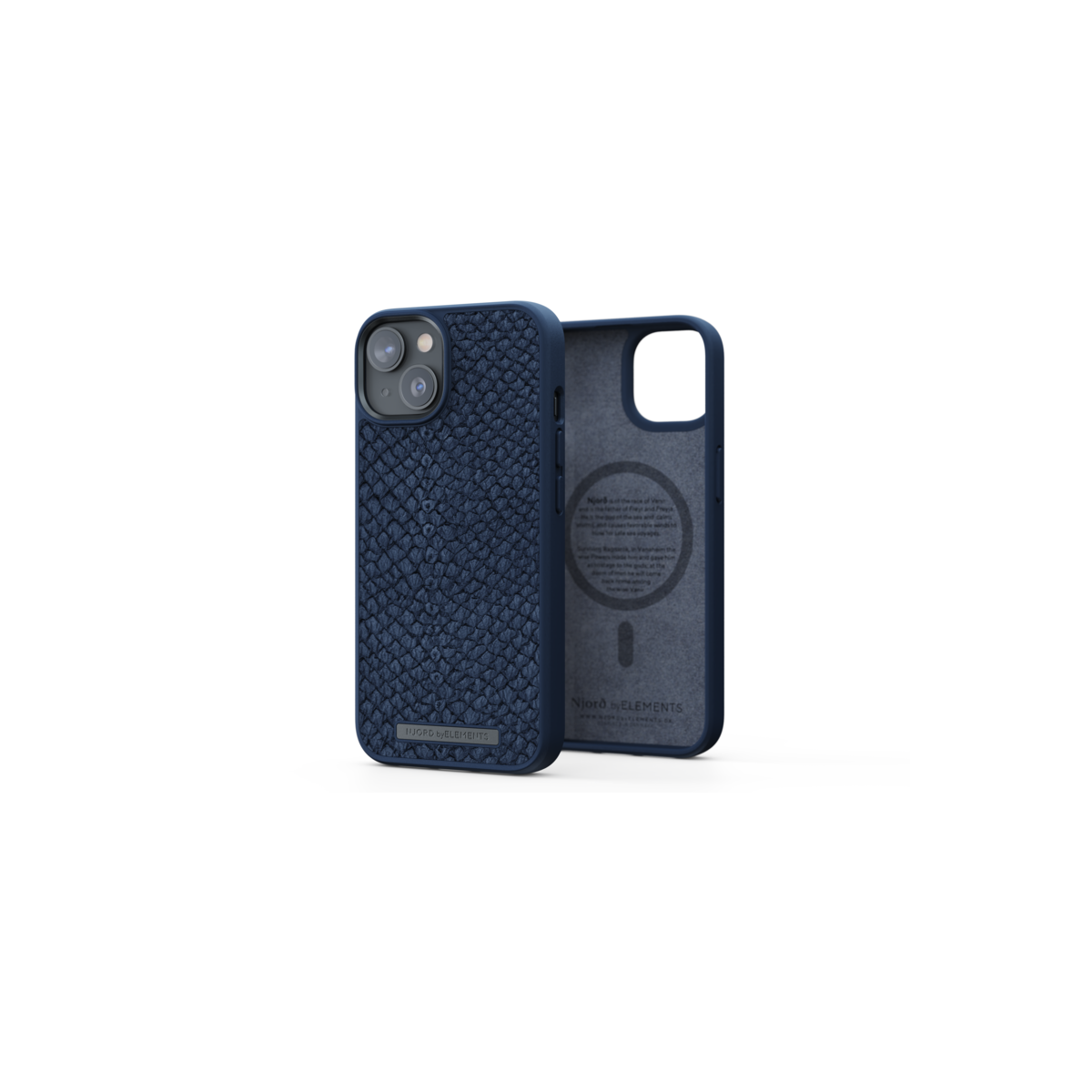 Husa de protectie Njord Salmon cu MagSafe pentru iPhone 14, Piele, Albastru - iSTYLE RO