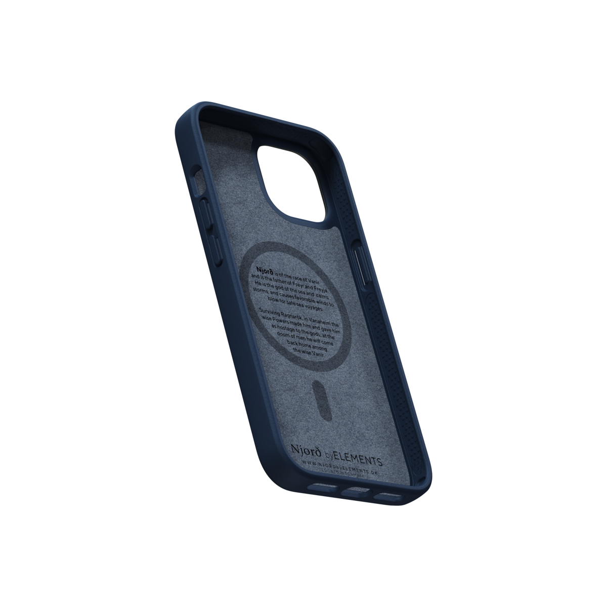 Husa de protectie Njord Salmon cu MagSafe pentru iPhone 14, Piele, Albastru - iSTYLE RO