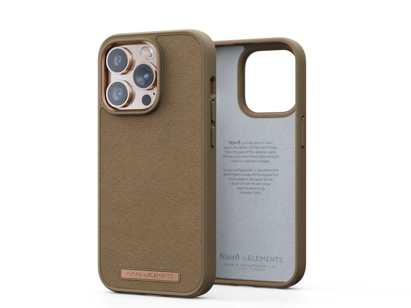 Husa de protectie Njord Suede Comfort+ pentru iPhone 14 Pro Max, Camel - iSTYLE RO