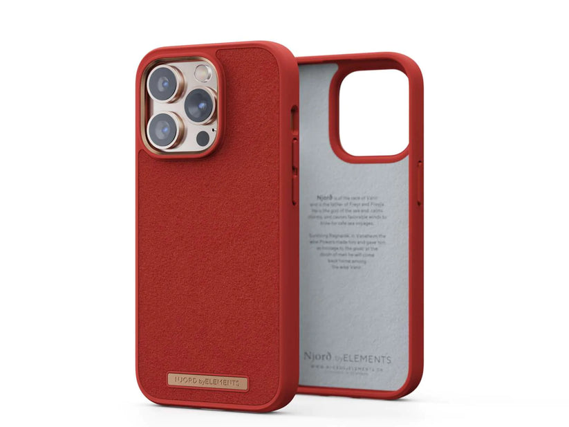 Husa de protectie Njord Suede Comfort+ pentru iPhone 14 Pro Max, Burnt Orange - iSTYLE RO