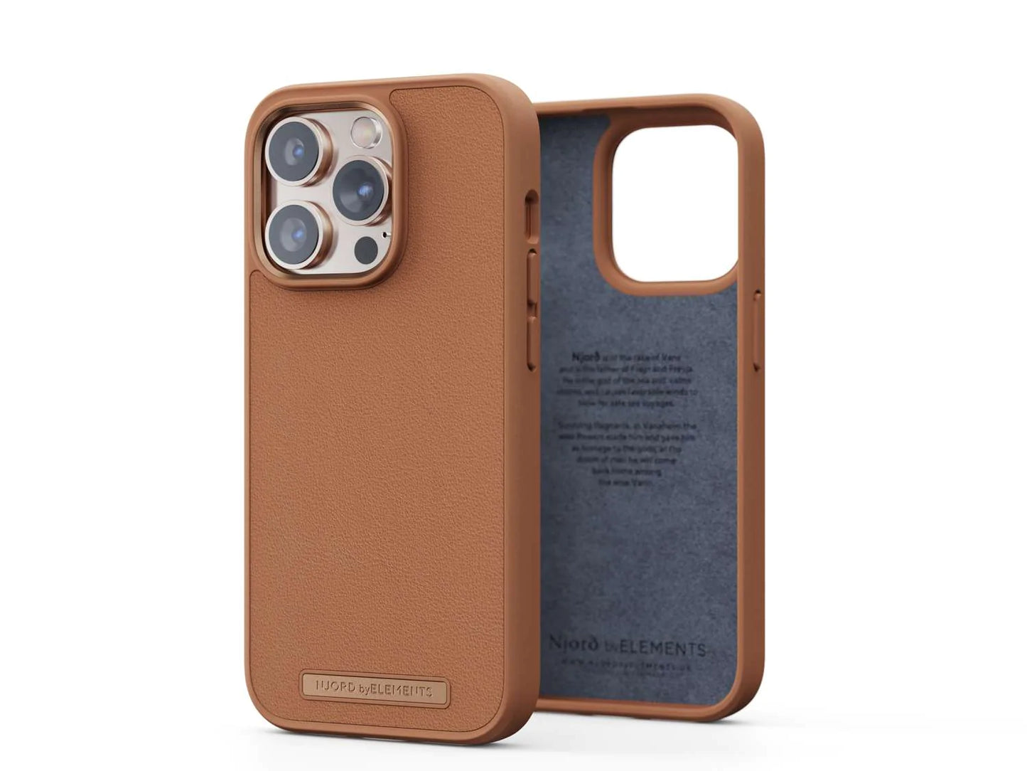 Husa de protectie Njord Genuine pentru iPhone 14 Pro, Piele, Cognac - iSTYLE RO
