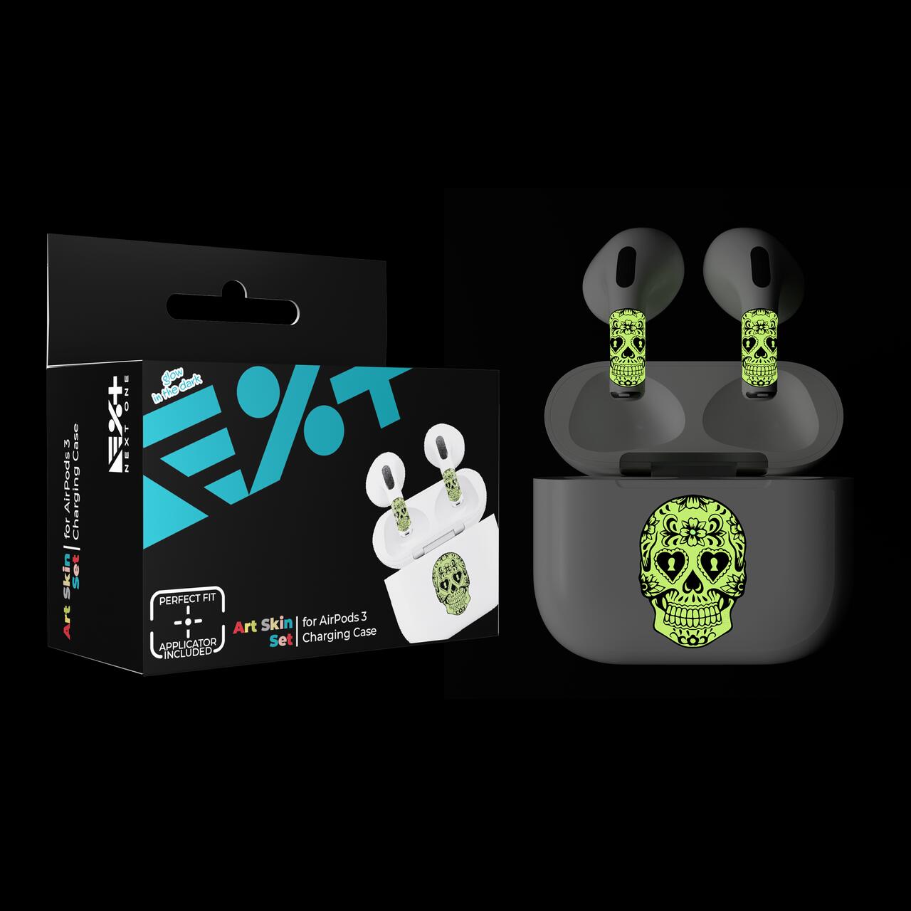 Skin NEXT ONE pentru AirPods 3rd Gen. - Craniu fosforescent - iSTYLE RO
