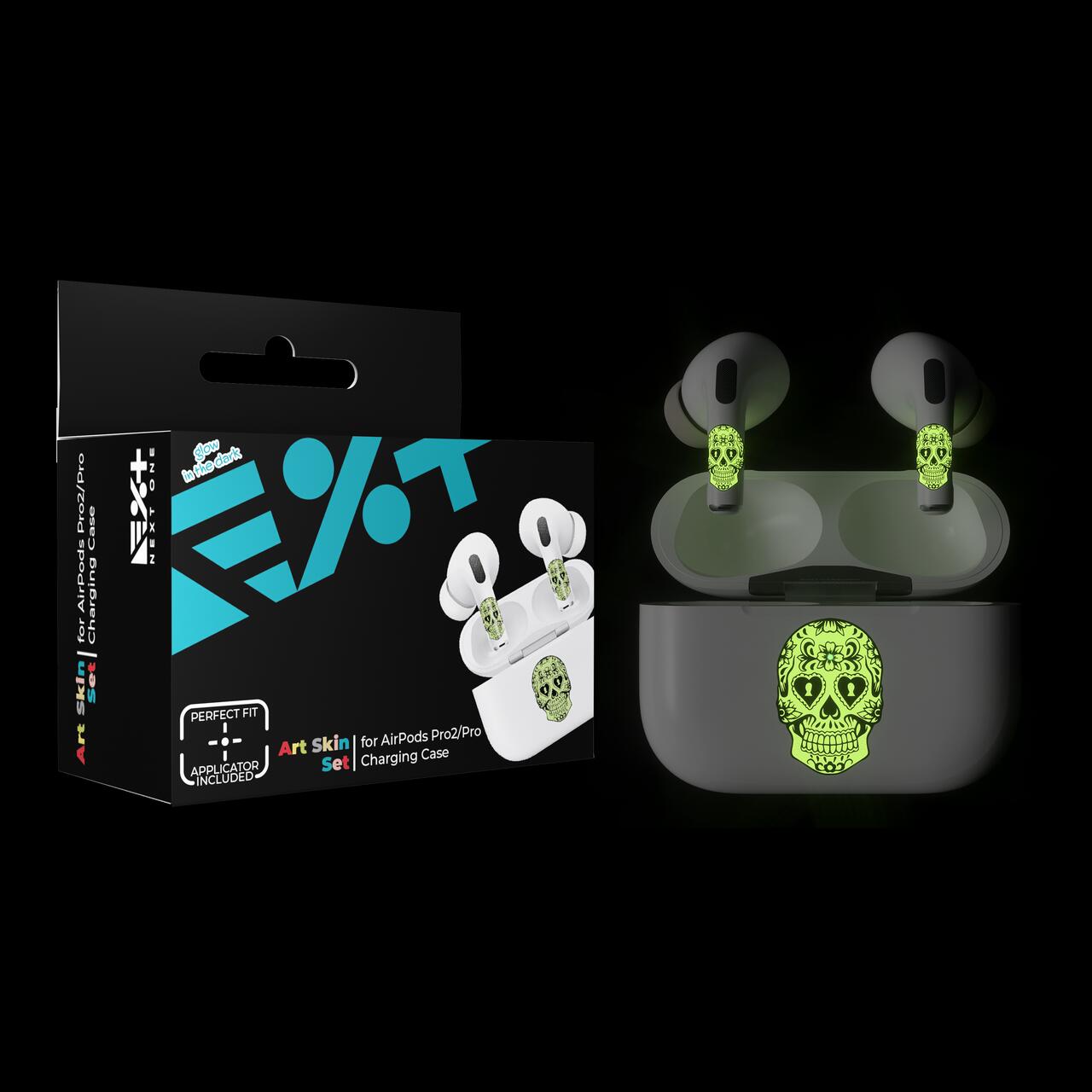 Skin NEXT ONE pentru AirPods Pro - Craniu fosforescent - iSTYLE RO