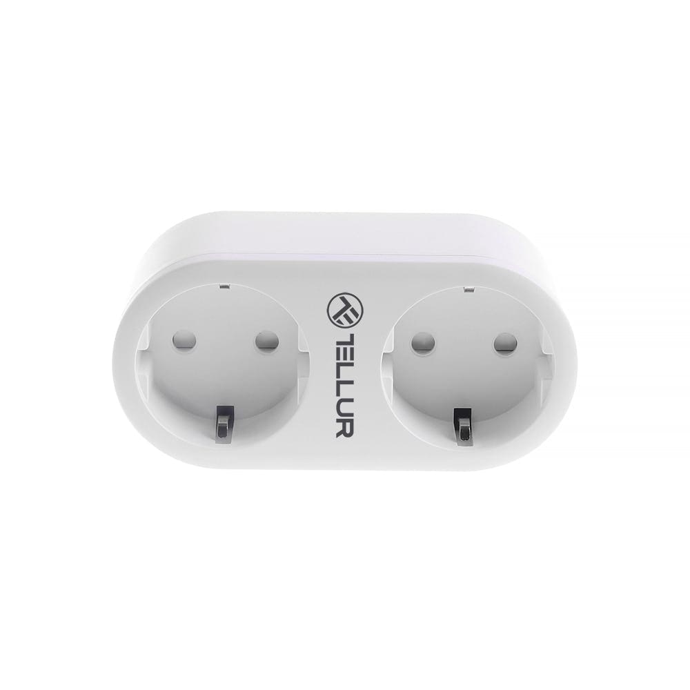 Priza Smart Tellur WiFi, 2 Porturi Schuko, 3680W, 16A, Monitorizarea Energiei, Alb - iSTYLE RO