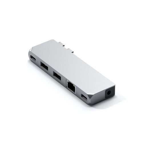 Adaptor Satechi Aluminium Pro Hub Mini (1xUSB4 96W,, 2 x USB-A 3.0, 1xEthernet, 1xUSB-C, 1xAudio) - Silver - iSTYLE RO