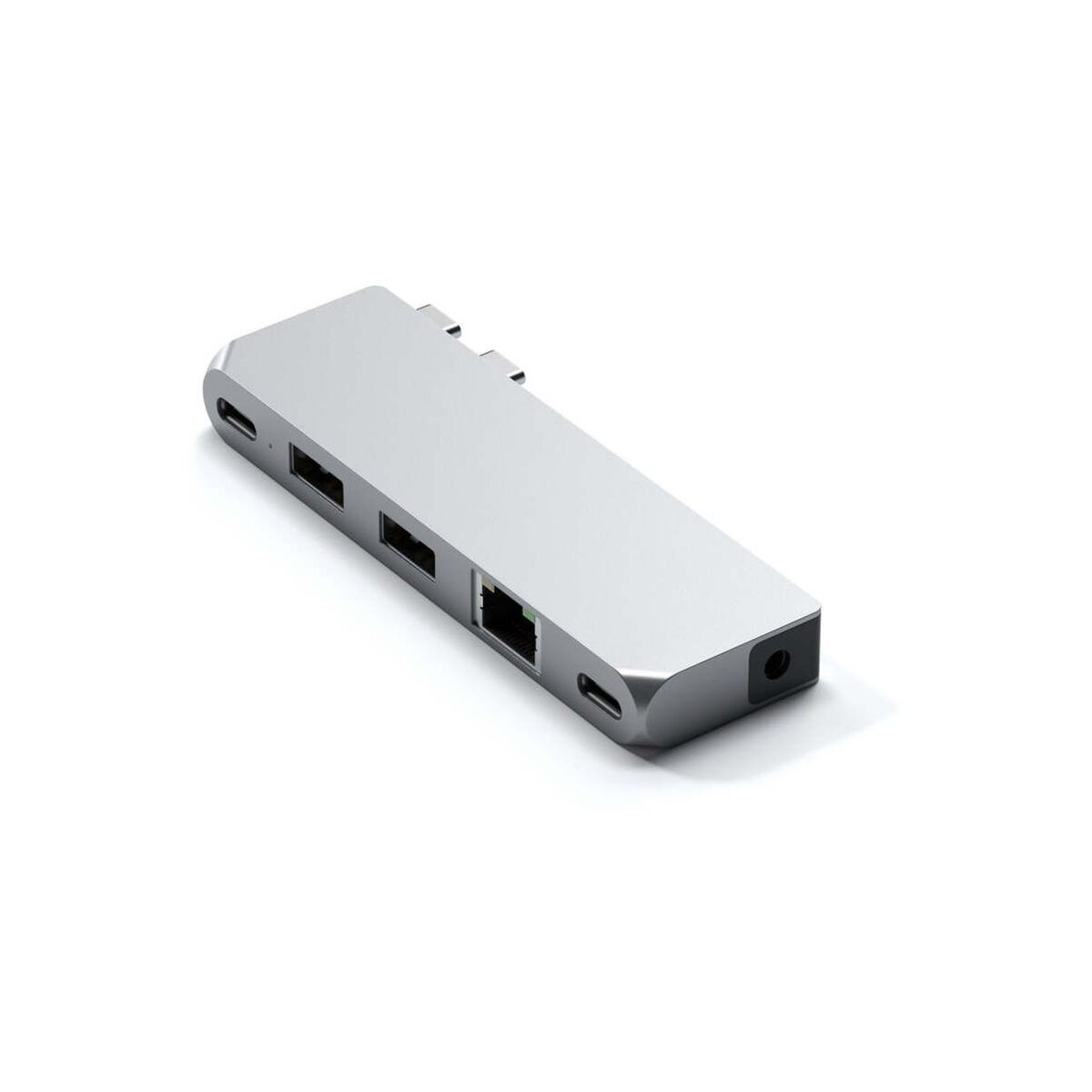 Adaptor Satechi Aluminium Pro Hub Mini (1xUSB4 96W,, 2 x USB-A 3.0, 1xEthernet, 1xUSB-C, 1xAudio) - Silver - iSTYLE RO