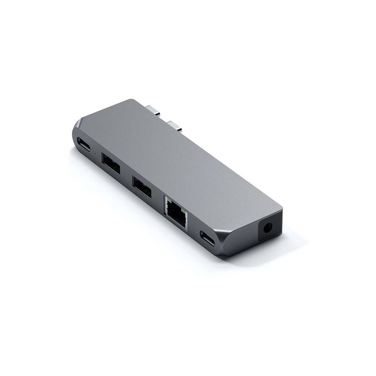 Adaptor Satechi Aluminium Pro Hub Mini (1xUSB4 96W, 2 x USB-A 3.0, 1xEthernet, 1xUSB-C, 1xAudio) - Space Grey - iSTYLE RO