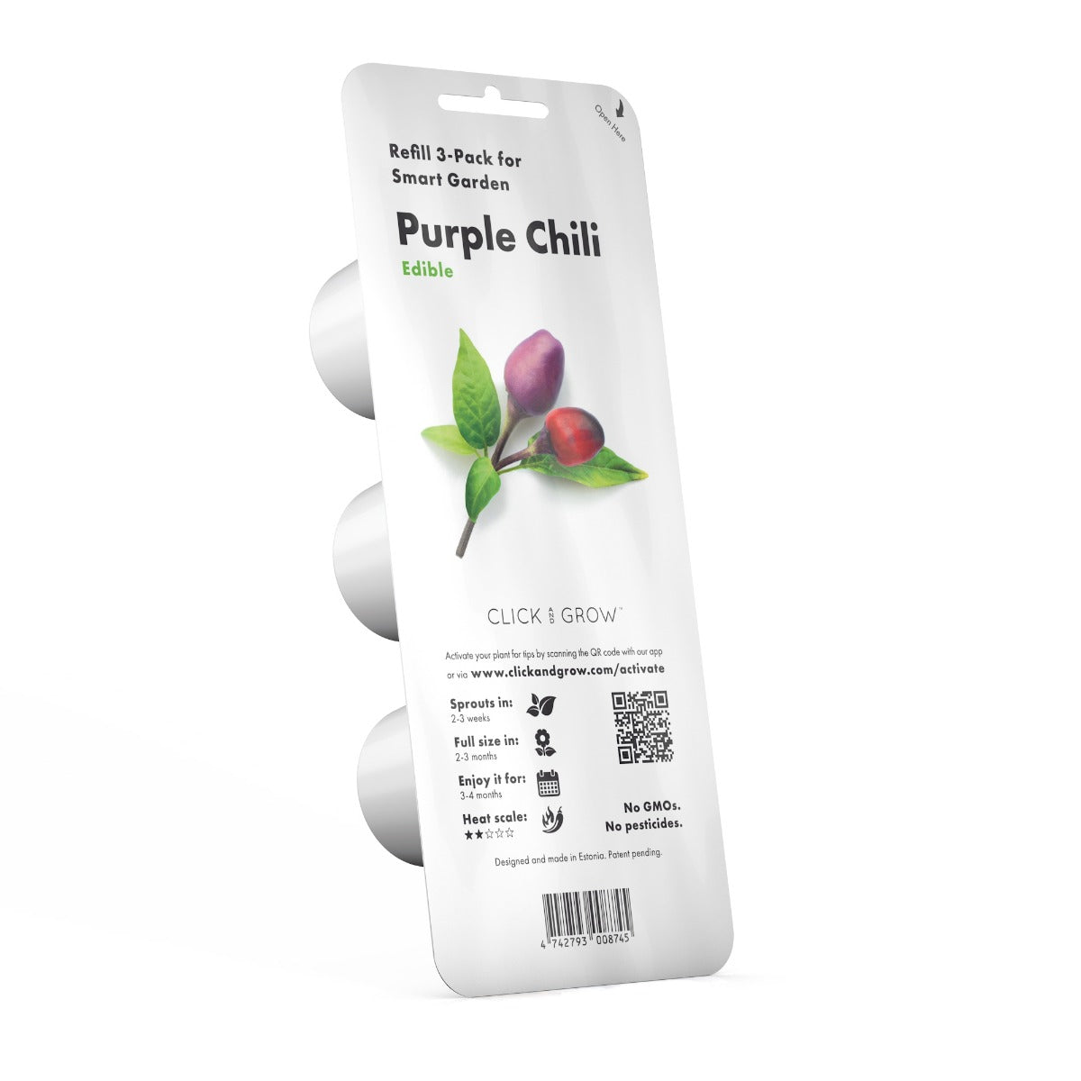 Capsule Click & Grow cu seminte si substrat de ardei iute violet 3buc - iSTYLE RO