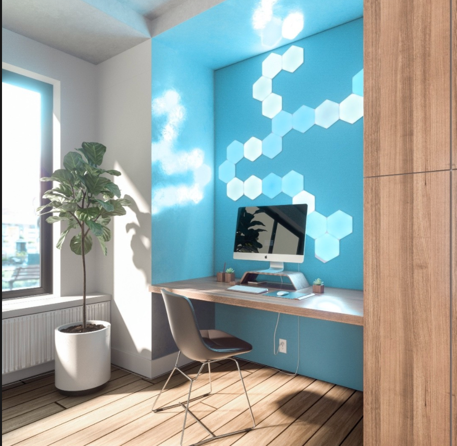 Kit 9 panouri luminoase inteligente nanoleaf shapes hexagons starter kit, cu senzor muzica inclus, multi-touch control, led rgbw, wi-fi - iSTYLE RO