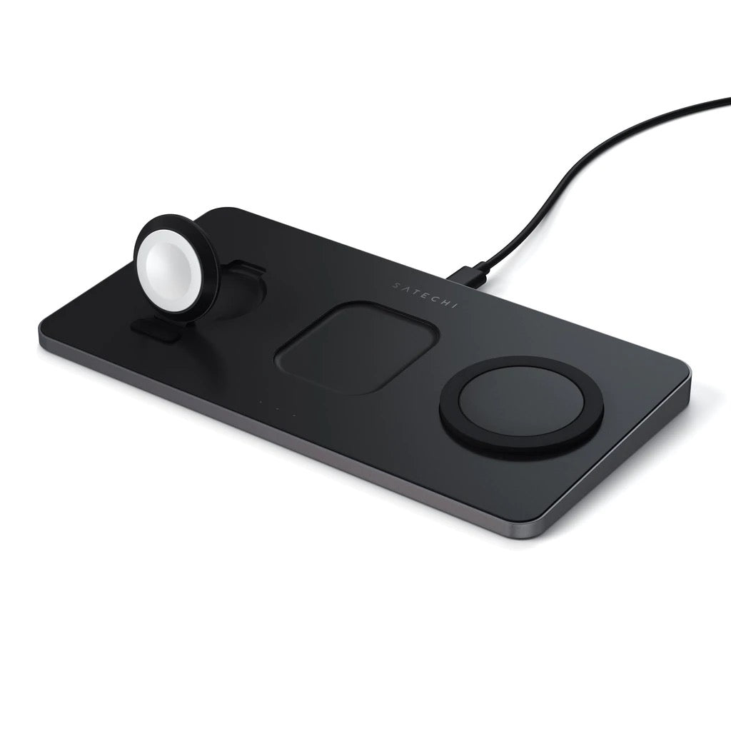 Incarcator Satechi Trio Wireless Charging Pad pentru Apple Watch, Airpods, iPhone, Negru - iSTYLE RO