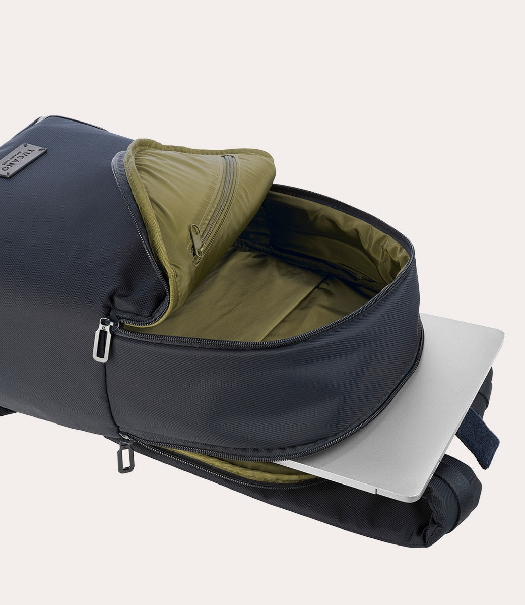 Rucsac Tucano cu elemente de piele, 16", Bleumarin/Negru - iSTYLE RO