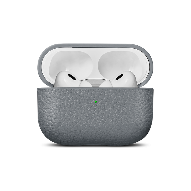 Husa de protectie Woolnut pentru AirPods Pro (gen.2), Piele, Gri - iSTYLE RO